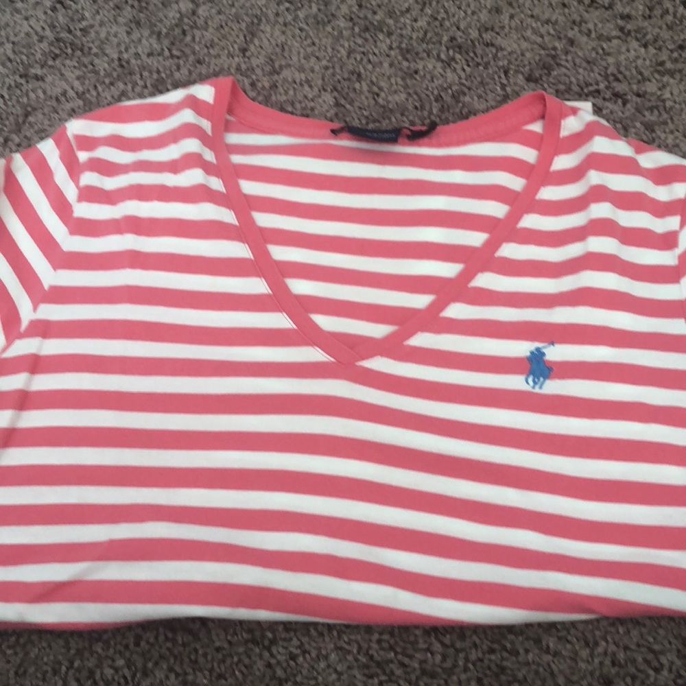 V neck striped top